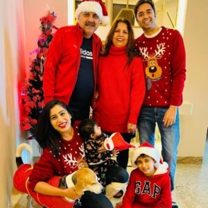 Ghazal Alagh with her husband and sons