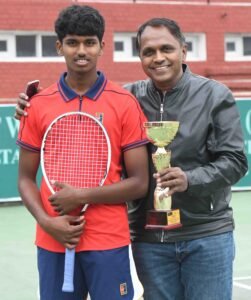 manas dhamne with his coach